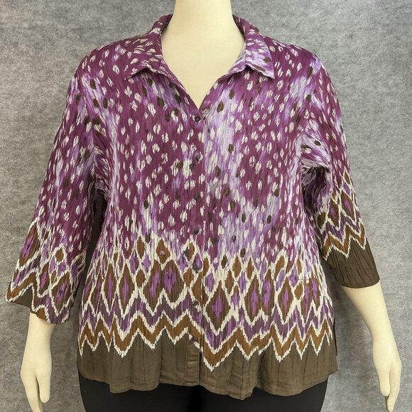 Liz & Me Platinum Collection Women’s Button Blouse Size 2X (22/24W) EUC - Picture 1 of 6